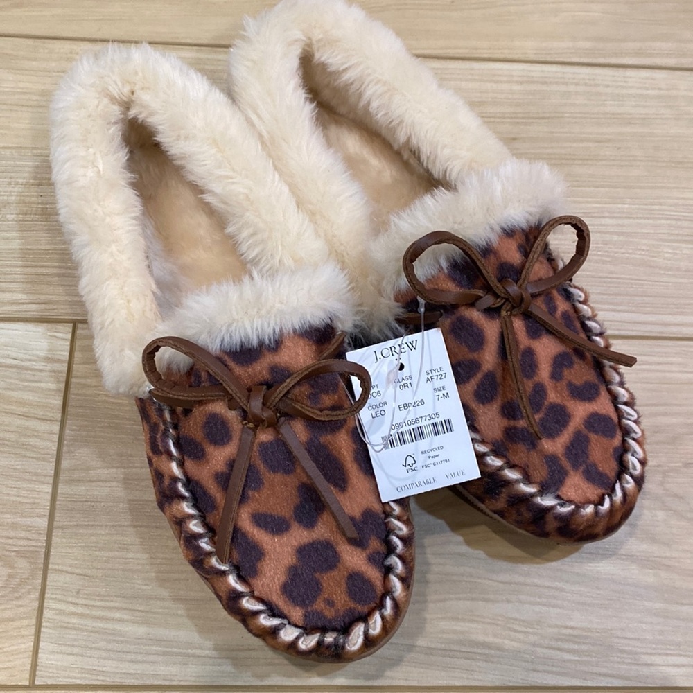J Crew Leopard slippers.